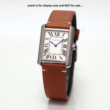 Cinturino orologio vintage in vera pelle marrone con cuciture 22 mm per orologi Cartier