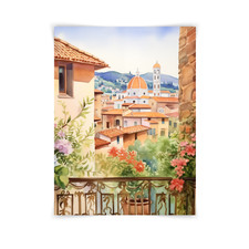 Florence Italy Cityscape Duomo View Balcony Watercolor Art Print