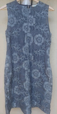 #ad Sundance Blue Embroidered Sheath Dress Women#x27;s S Sleeveless Lined Floral Texturе $35.00