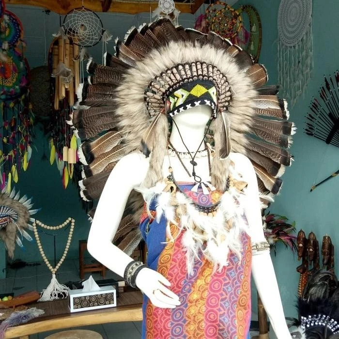 Tocado indio plumas Warbonnet plumas de pavo disfraz carnaval fiesta sombrero Foto 2 de 4
