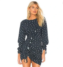 ASTR the Label Maureen Dress Navy Cream Dot - XS
