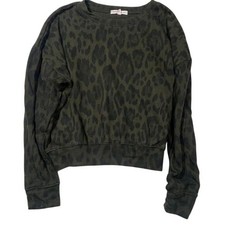SOCIALITE Leopard Print Long Sleeve Cropped Sweatshirt Crew Neck Women's Size S