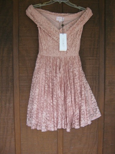 London Lace Bardot Skater Mini Dress 