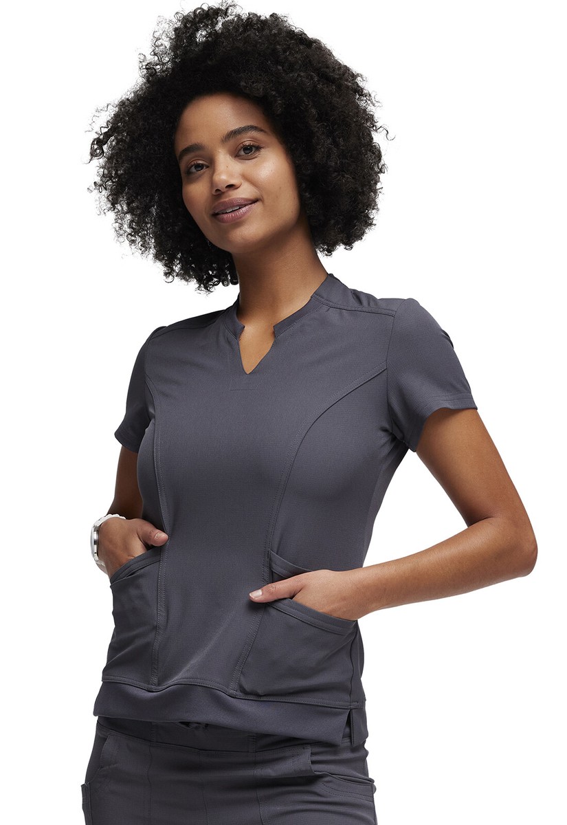 Pewter HeartSoul Scrubs Split Neck Top HS765 PEWH | eBay