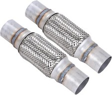 2PCS Exhaust Flex Pipe Stainless Steel Braid 2"Inch x 6"Inch w/Ends 10"Inch Long