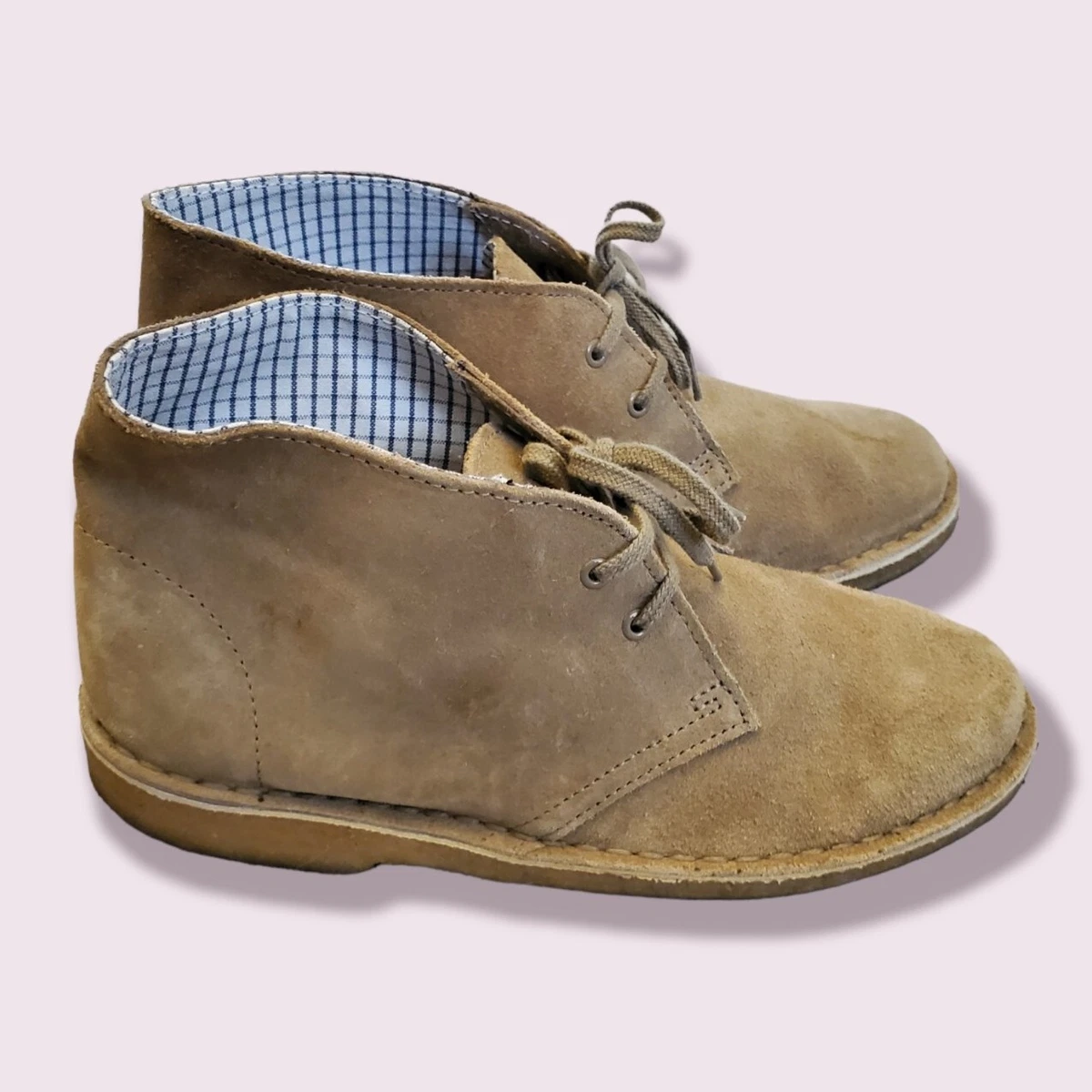 Clarks Originals Desert Boots Oakwood Beige Suede Womens Size 8 Crepe Gum Sole