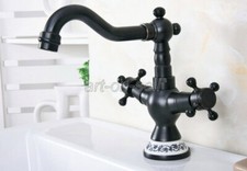 Oil Rubbed Bronze Deck Mount Bathroom Sink Swivel Mixer Tap Vanity Basin Faucet