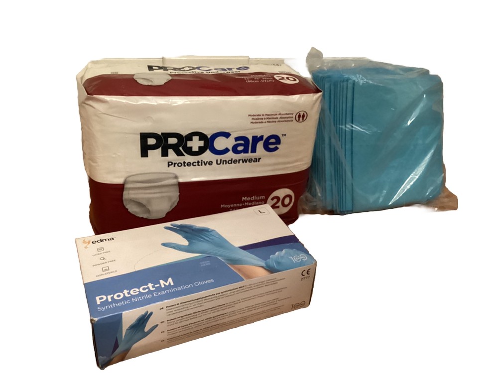 Procare Protective Underwear M 1Pack Of 20 + 1Pack Of 100 Gloves + 25 Underpads