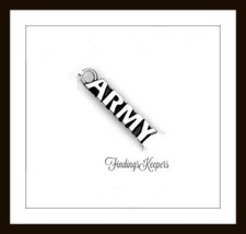 4 Army Military Charms Antique Silver Tone 22 x 5 mm USA Seller 1633