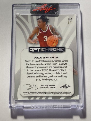 NICK SMITH JR hornets 2022-23 Leaf Optichrome #B4 Prismatic ZEBRA ARC 1/1 - Picture 2 of 2