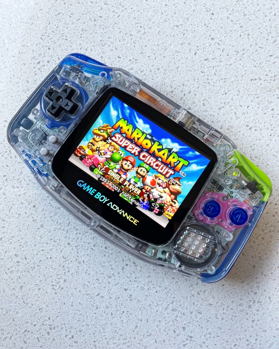 Nintendo Gameboy Advance GBA Game Boy AGB BACKLIT IPS Mirror Crystal Clear  AGB