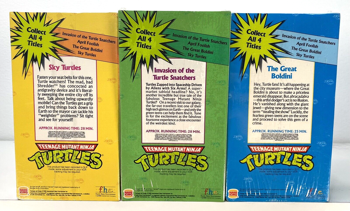 TMNT Teenage Mutant Ninja Turtles Burger King Kids Club VHS Set