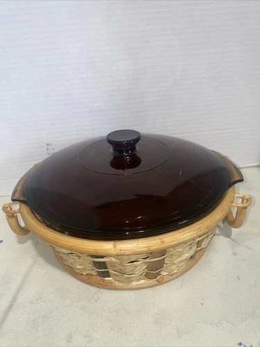 Anchor Hocking Fire King Amber Glass Casserole Dish w/Lid 1.5 Qt 437 Made in USA