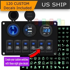 Car Marine Boat 6 Gang Waterproof Circuit Blue LED Rocker Switch Panel Breaker