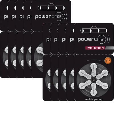 60x Varta Power One Evolution Hearing Aid Batteries 1.4V P13 10x 6 Pack PR48