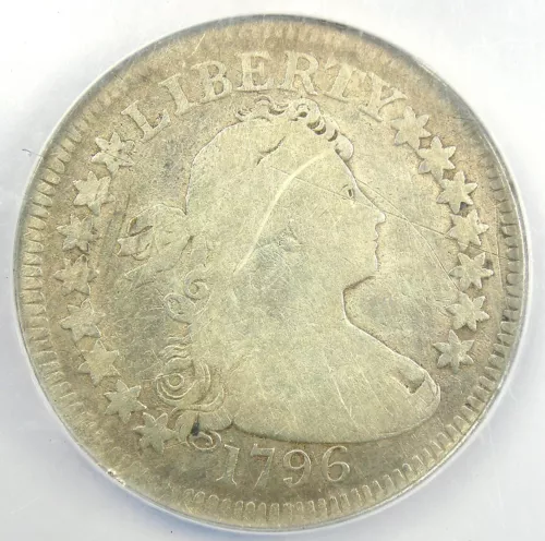 1796 Draped Bust Quarter 25C Coin - Certified NGC VG Detail (NCS) - RARE Date!