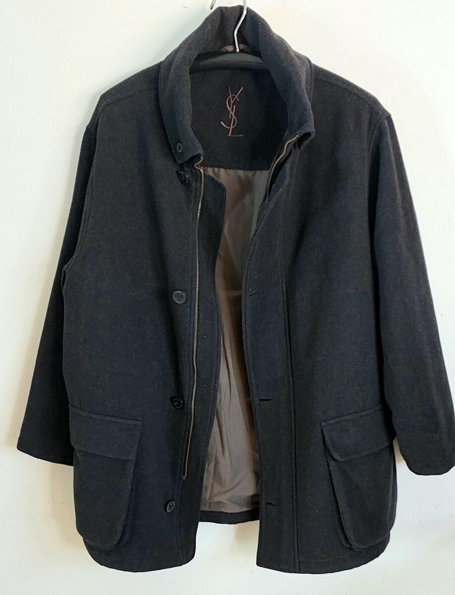 Vintage Saint Laurent YSL Yves Wool Jacket Overcoat Black Vintage Saint Laurent YSL Yves Wool Jacket Overcoat Black