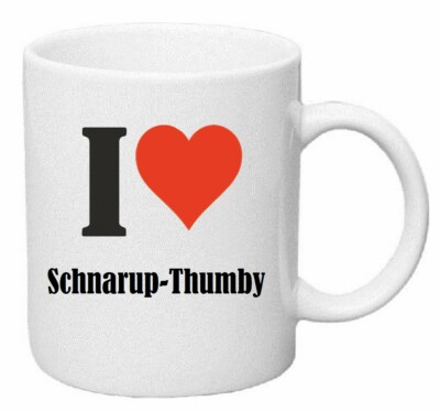 Kaffeetasse I Love Schnarup-Thumby Keramik Höhe 9,5cm in Weiß