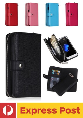 iPhone 7+/8+ (Plus) BRG Leather Wallet Zip Purse Cardholder Cash