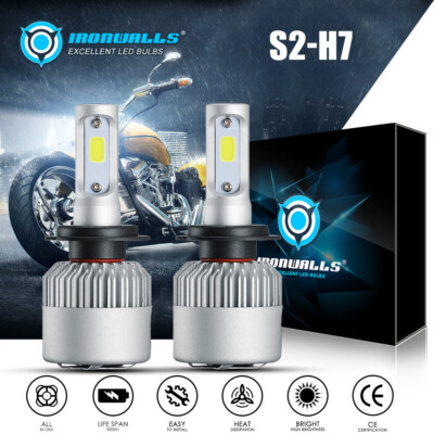 IRONWALLS H7 LED Headlight Motorcycle for Kawasaki 250 300 650 ZX6R ZX10R Bulbs