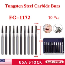 10Pcs Dental Tungsten Carbide Burs FG Round Taper End for High Speed FG 1172