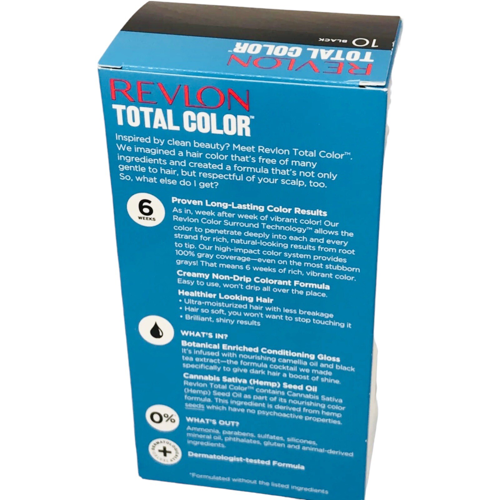 Revlon New Total Color Clean+Vegan Long-Lasting #10 Black Hair Dye NIB