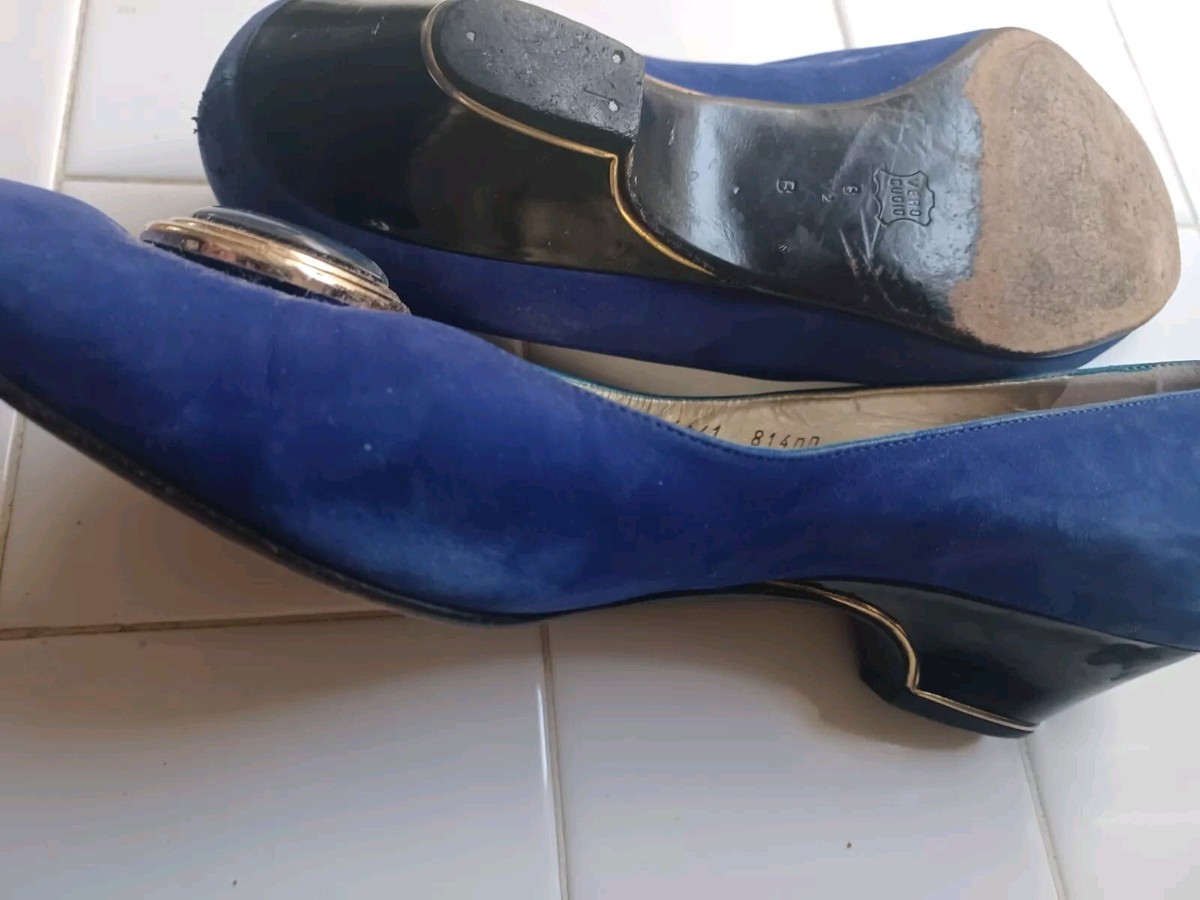 Bruno Magli Womens Italian Vtg Cobalt Blue Suede Leather
