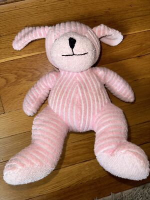 Vintage Puppy Dog Pink Terrycloth Plush Terry Cloth Stuffed  RARE Vintage Petting Zoo Puppy Dog Plush Terry Cloth White Purple 11 Inch 1994 main image 1