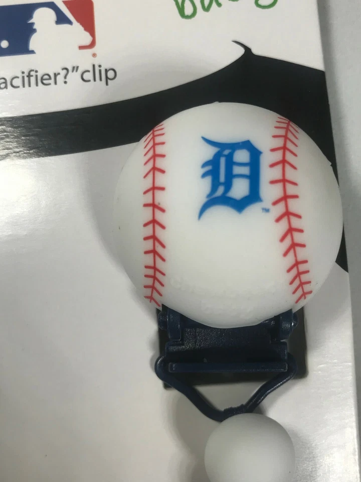 Soporte de clip para chupete de bebé Chewbeads silicona seguro Detroit Tigers béisbol. Nuevo Foto 3 de 4
