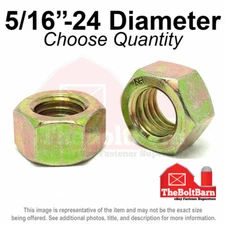 5/16"-24 Grade 8 Finished Hex Nuts Zinc Yellow FINE Thread (Pick Quantity)