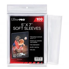 Pack of 100 Ultra PRO 5X7 PREMIUM Soft SLEEVES for Cards Fits TOPLOAD Photos