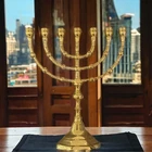 Brass Menorah  7 Seven Menora Jerusalem Temple 9 " Height 23 Cm Branches Candel