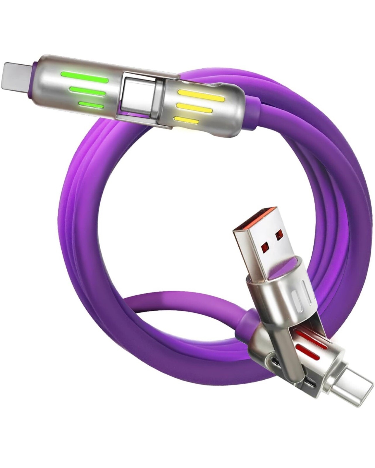 240W 4-in-1 USB-C Fast Charging Cable with Breathing Light-image