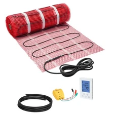 70 sqft Self-Adhesive Mesh Floor Heating Mat 120V Radiant Heated System