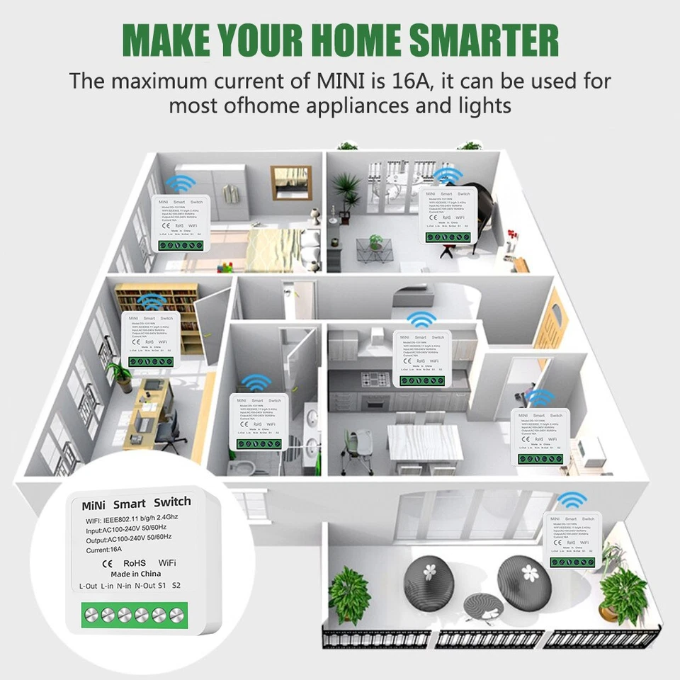 4pcs Wireless Timer Switches Alexa Google Tuya Mini Zigbee 3.0 Smart Switch - Bild 4 von 4