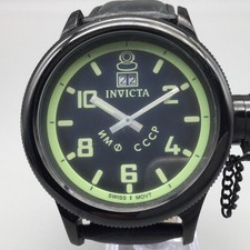 Invicta Russian Diver Mens Watch 52mm Black Dial 4388 Leather New Battery