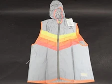 New! GOFLUO Darkflow Reflective Hooded Vest Youth Size 7-9Y Grey Reflective Neon