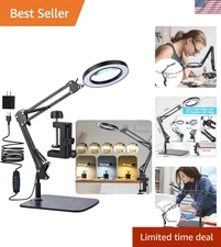 Versatile LED Magnifying Lamp with Clamp, 3 Modes & Stepless Dimming for Crafts
