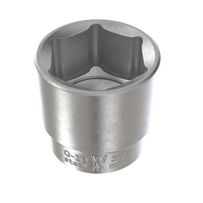 36mm Sechskant Steckschlüssel-Einsatz 1/2'' aus CV-Stahl verchromt WIESEMANN 1893