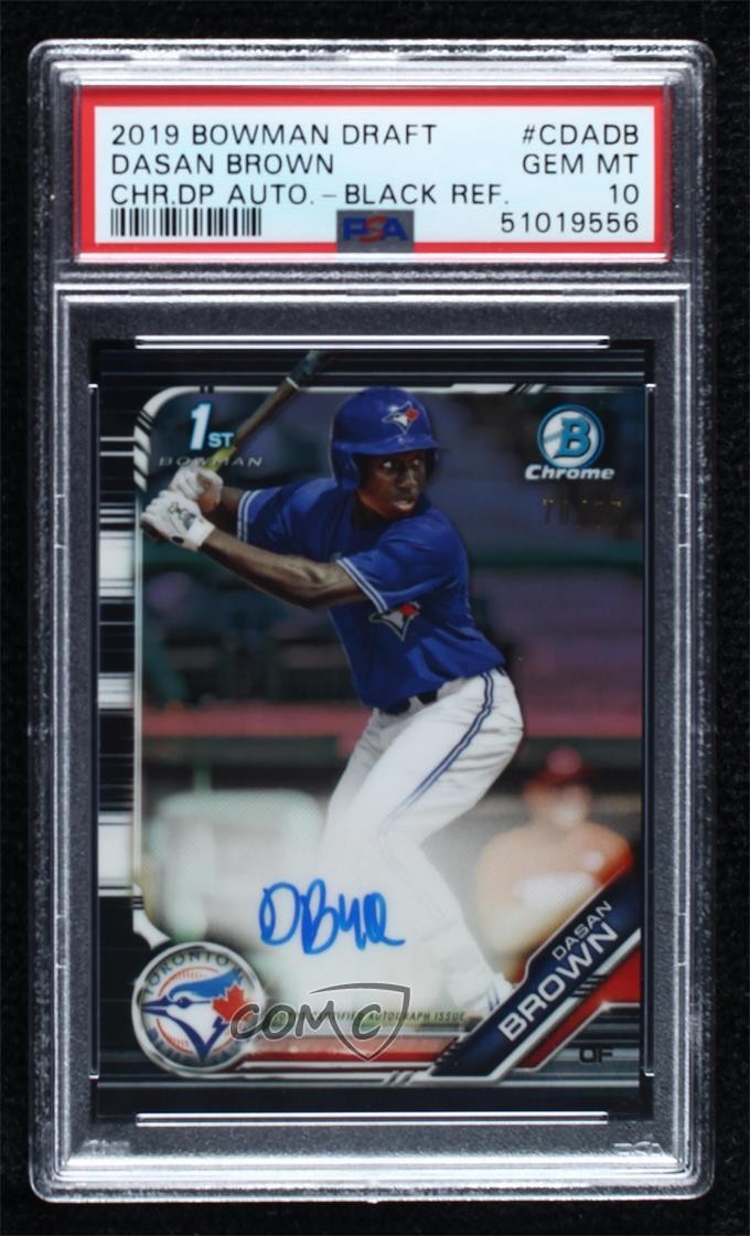 2019 Bowman Draft Chrome Pick Black Refractor 70/75 Dasan Brown PSA 10 Auto 02u0