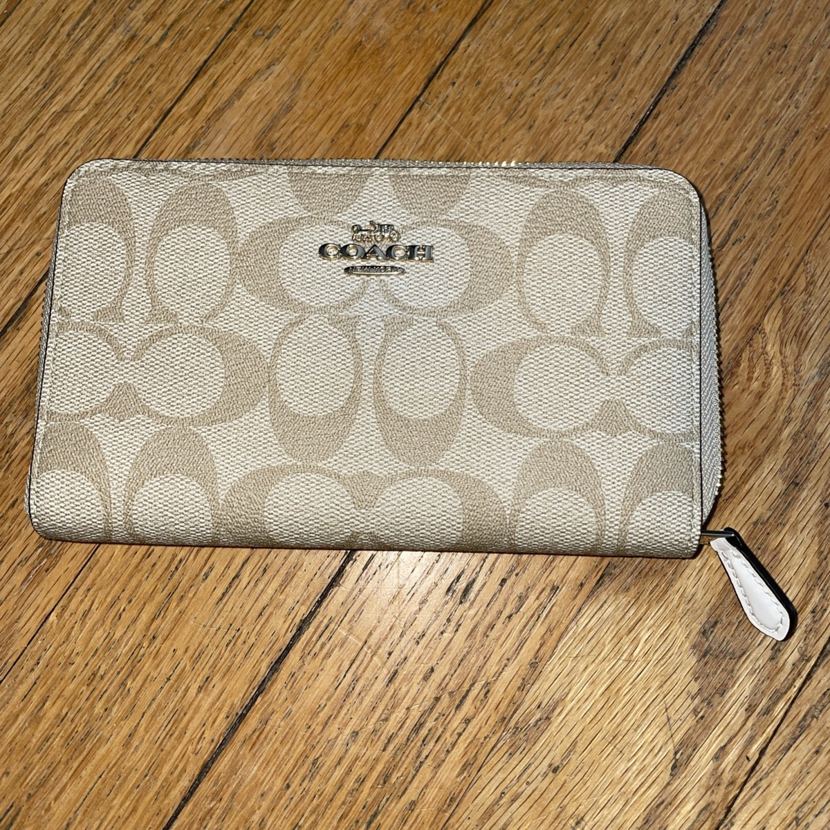 Buy Coach 88913 Medium Zip Around Wallet Coated Canvas Light Khaki