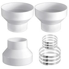 3PCS 6 to 4 Inch Duct Reducer Adapter, ABS Plastic  Stainless Steel HVAC Ven...