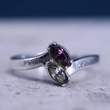 Size 7, vintage sterling 925 silver handmade ring with crystal, engagement ring