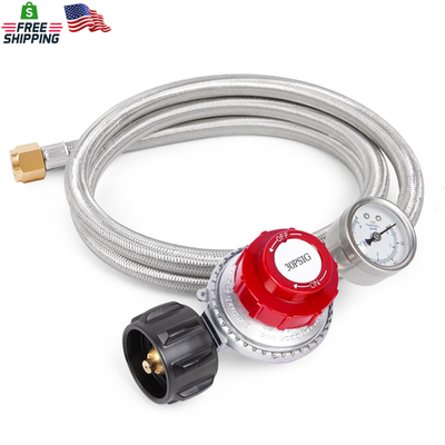 #ad GASPRO 0 30 PSI Adjustable High Pressure Propane Regulator with Gauge 5 Foot St $40.31