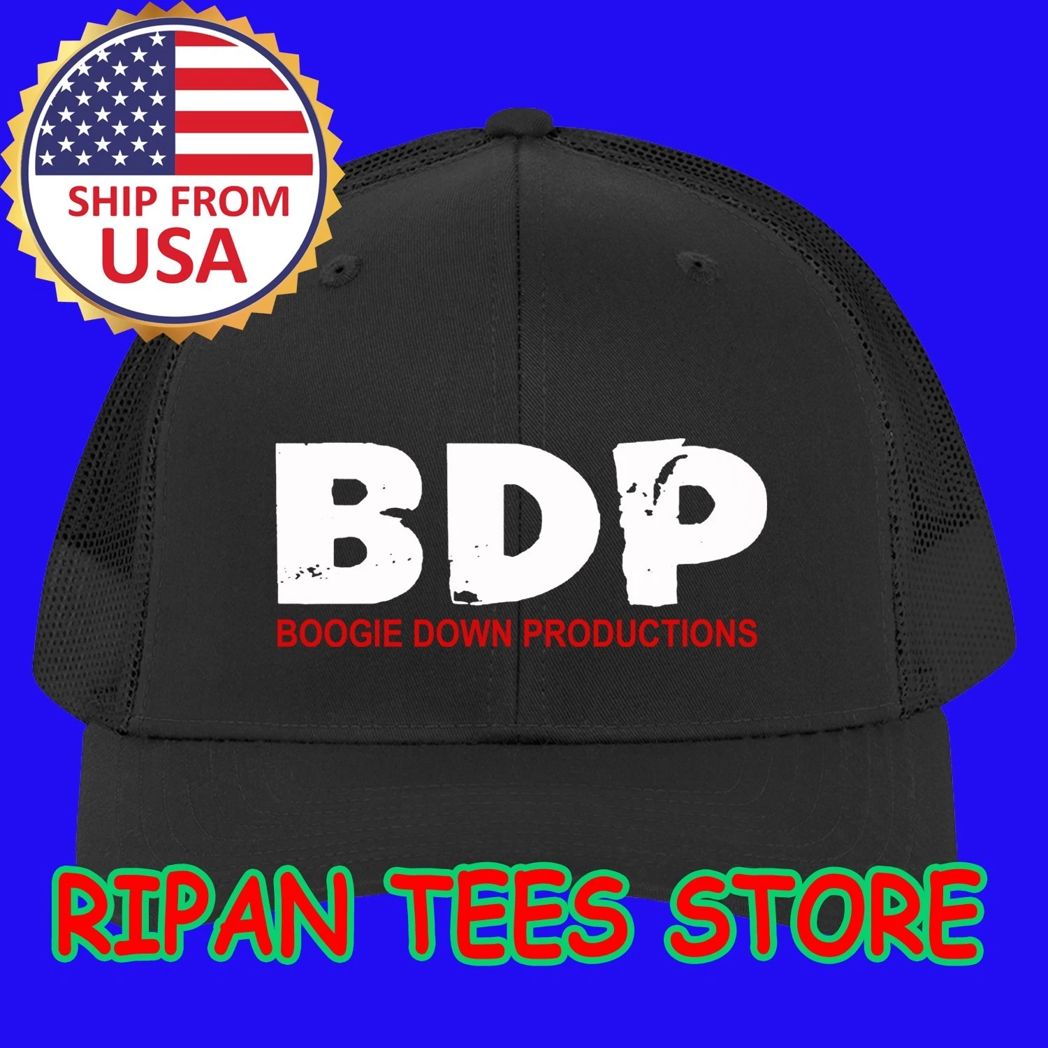 BDP Boogie Down Productions Black Trucker Hat Cap Adult Size
