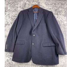 Turnbury Mens 46L Navy Blue 100 Camel Hair Blazer Paisley Lining Sport Coat