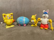 Easter Bunny Wind Up Toy Lot TOMY Used Easter Basket Filler 1980s 1977 Vintage