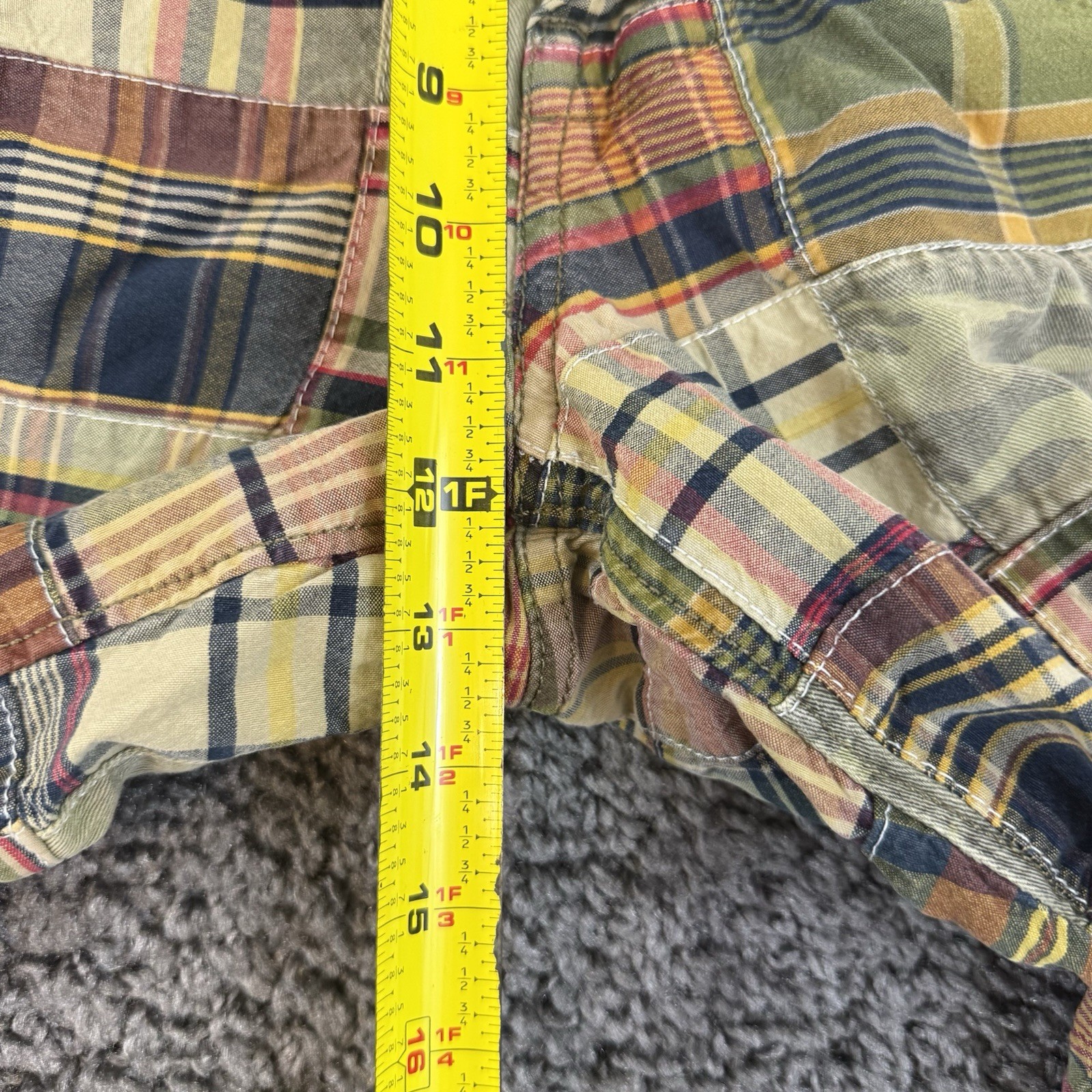 American Eagle Patchwork Shorts 33 Multicolor Pla… - image 11