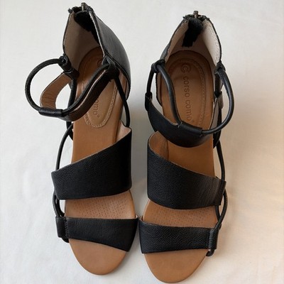 Corso Como Leather Strap Wedge Sandal Heel Size 8