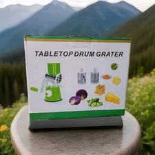 Table Top Deum Slicer & Grater / Heavy Duty Pro Rotary Cheest Grater W 3 Blade